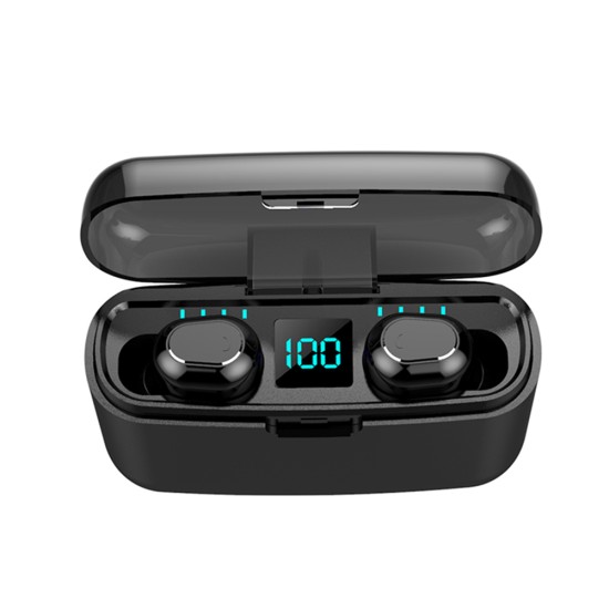 M8W TWS Earphones Portable Digital Display HD Call Earpiece Wireless Bluetooth 5.0 In-Ear Sports Headset Support for iOS/Android Phones black