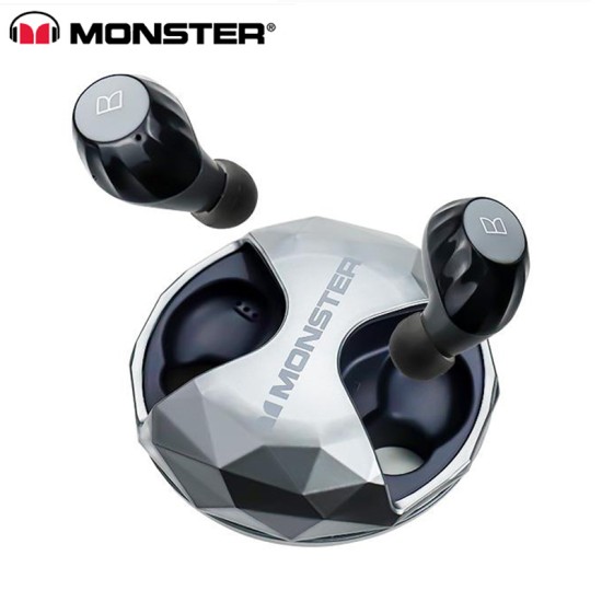 Monster AirLinks TWS Ture Wireless Earphones HD Bluetooth 5.0 Earbuds Water Resistant Headset with Charging Box Handsfree MIC Black