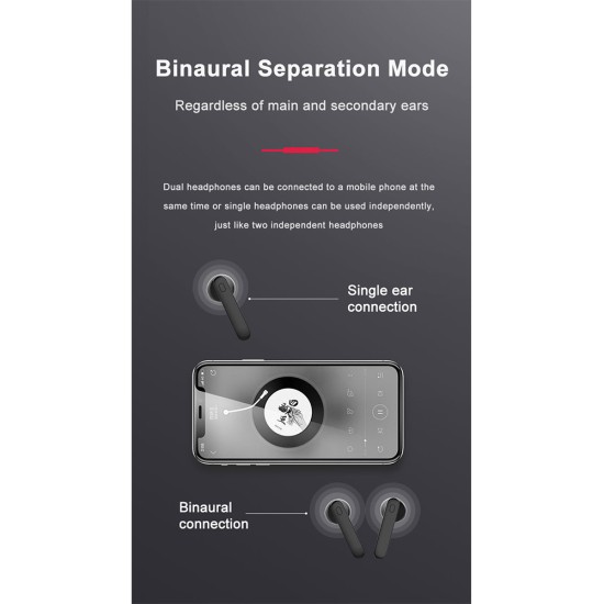 P25 Wireless Bluetooth-compatible Headset Tws 5.1 Binaural Stereo Digital Display Private Mode Sports Earphone black