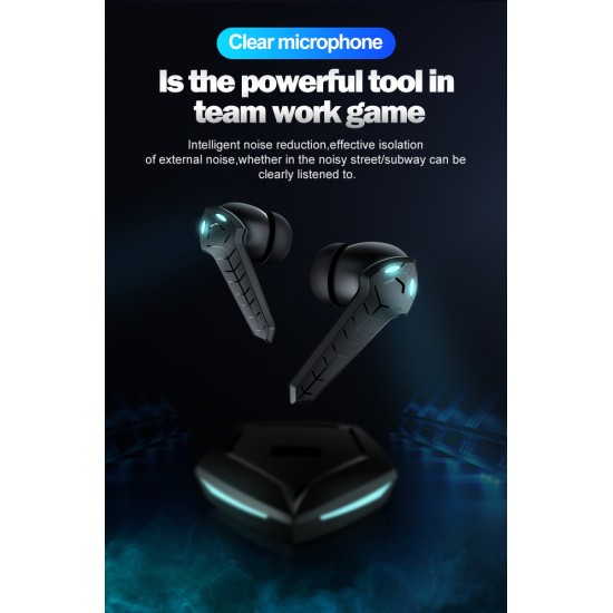 P36 Tws Bluetooth Gaming Headset Binaural Digital Display with Charging Bin Luminous Headphones Black