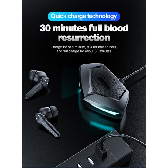 P36 Tws Bluetooth Gaming Headset Binaural Digital Display with Charging Bin Luminous Headphones Black