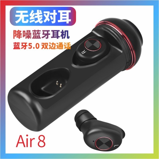 Portable Air8 i12 Wireless i7 Bluetooth Headset i9stws5.0 In-ear Earphone Bilateral Stereo Headphone Black red