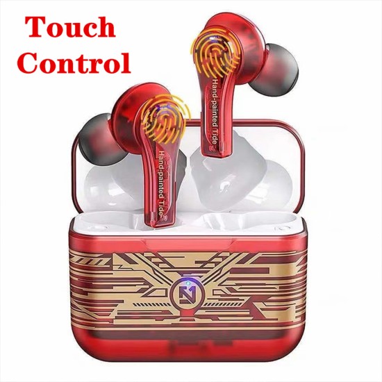 Professional Bluetooth-compatible  5.0  Earphones Low Latency Touch Control Chicken-eating Game Transparent Wireless Headset Sport Earbuds Transparent Black