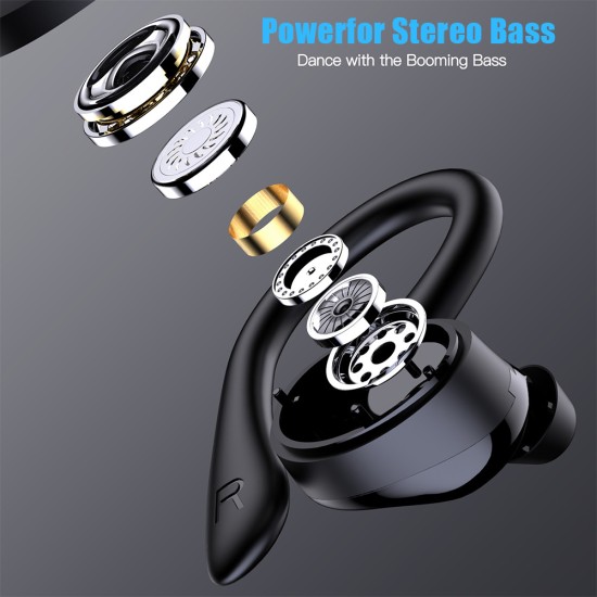 Q25 Pro Wireless Earphones Bluetooth Stereo Bass Earbuds Ear Hook Noise Cancelling Sports Gaming Headsets Pink