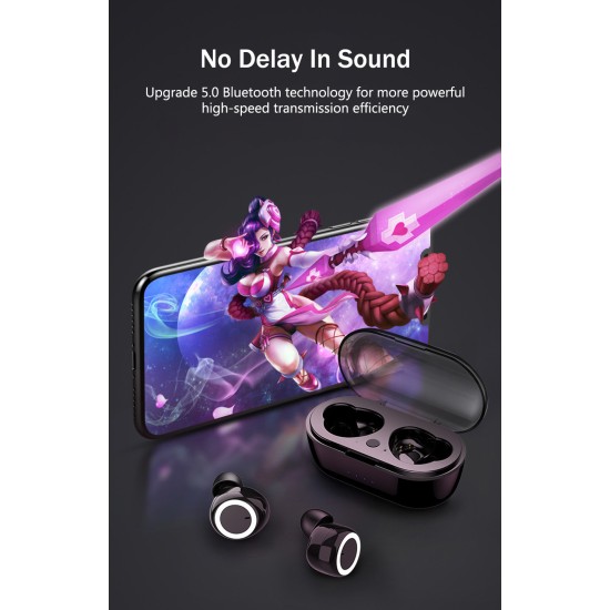 Q32 Wireless Earphone Bluetooth 5.0 Long Standby Sports Earbud 8D Bass Stereo Headset With 3500mAh Charging Box Power Bank W2 white+pink circle