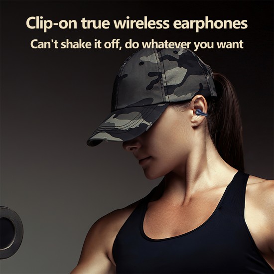 Q80 Tws Wireless Bluetooth 5.3 Headset Clip-on Bone Conduction Waterproof Sports Earphones Khaki