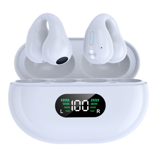 Q80 Tws Wireless Bluetooth 5.3 Headset Clip-on Bone Conduction Waterproof Sports Earphones White