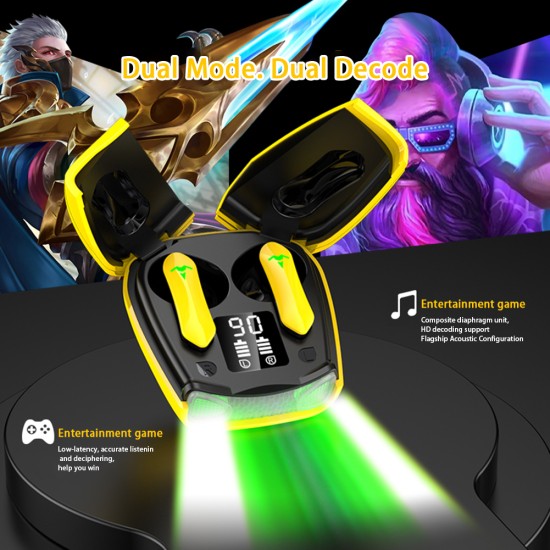 R06 Wireless Bluetooth Headset Low Power In-ear Gaming Earbuds Headphones with Microphone Yellow