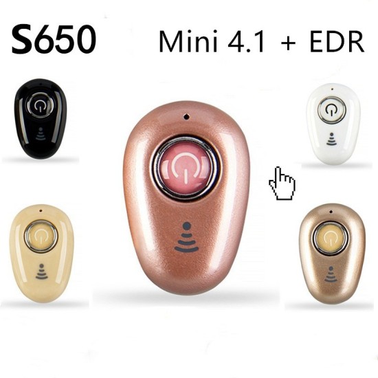 S650 Bluetooth Headset Mini Wireless In-ear Invisible Earbuds Handsfree Headset Stereo with Mic for All Smart Phone skin color