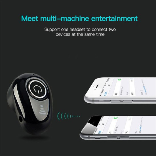 S650 Bluetooth Headset Mini Wireless In-ear Invisible Earbuds Handsfree Headset Stereo with Mic for All Smart Phone black