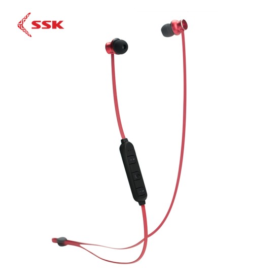 SSK BT01 Noise Cancelling Bluetooth Sports Earphone Magnetic Wireless Headset Waterproof for Mobile Phones Music CSR Chips Red