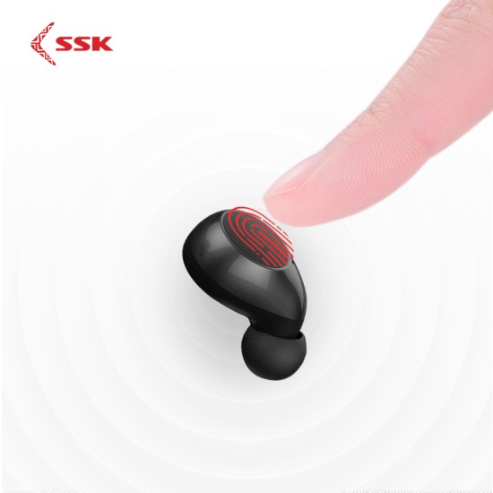 SSK TWS Real Wireless Stereo Bluetooth Earphone Noise Reduction High Compatibility Waterproof - Black