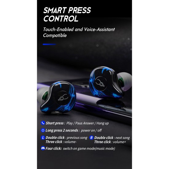 Sabbat G12elite Wireless Headphone Bluetooth 5.2 Stereo Noise Reduction Sport Earbud Low Latency Gaming Earphone Yellow