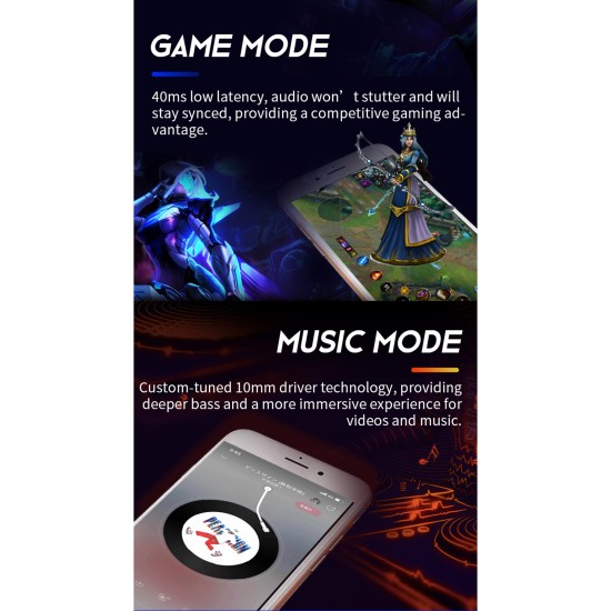 Sabbat G12elite Wireless Headphone Bluetooth 5.2 Stereo Noise Reduction Sport Earbud Low Latency Gaming Earphone Red