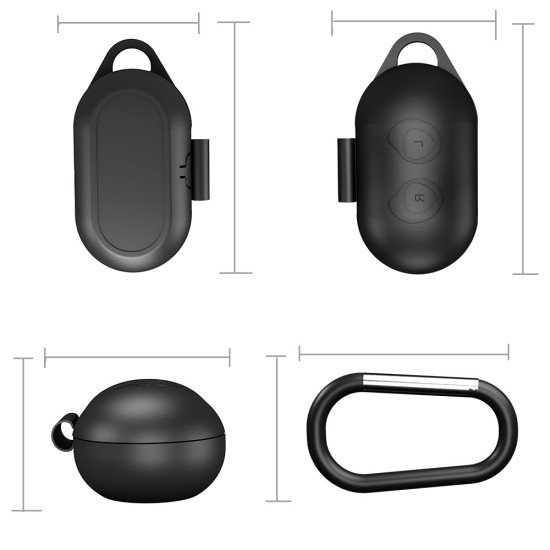 Silicone Bluetooth Earphones Case Shockproof Wireless Headphone Protective Box with Hook black