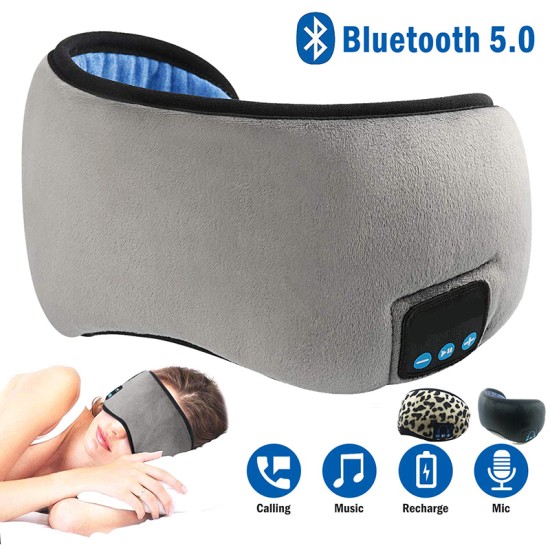 Sleep Headphones Bluetooth Sleep Mask Wireless Bluetooth Sleeping Eye Mask Headphones Travel Eye Shades with Built-in Speakers Microphone Handsfree  black