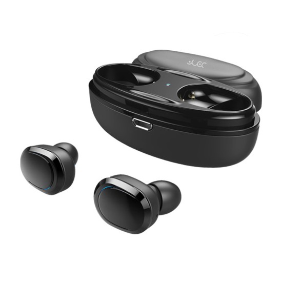 T12 TWS Wireless Earphone Dual Earbud True In-ear Stereo Bluetooth Headset with Microphone Charging Box black