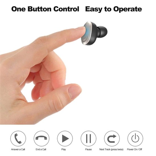 T12 TWS Wireless Earphone Dual Earbud True In-ear Stereo Bluetooth Headset with Microphone Charging Box black