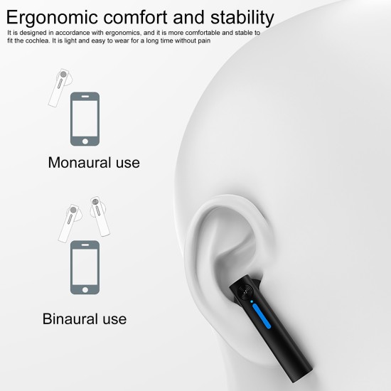 T15 Wireless Headset Stereo Earbud Binaural Touch-control Tws Earphone Bluetooth 5.0 Black