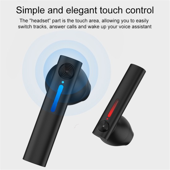 T15 Wireless Headset Stereo Earbud Binaural Touch-control Tws Earphone Bluetooth 5.0 Black