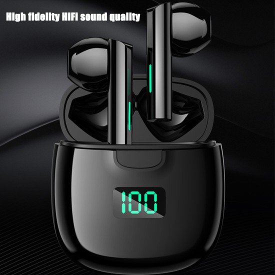 T16 Tws Wireless Bluetooth Headset Enc Call Noise Reduction Half In-ear Gaming Earphone Hifi Music Earbuds Black