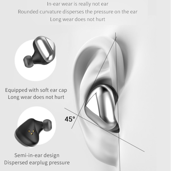 T50 TWS Bluetooth Earphone Stereo Touch Control Bass BT 5.0 Eeadphones With Mic Handsfree Earbuds AI Control black