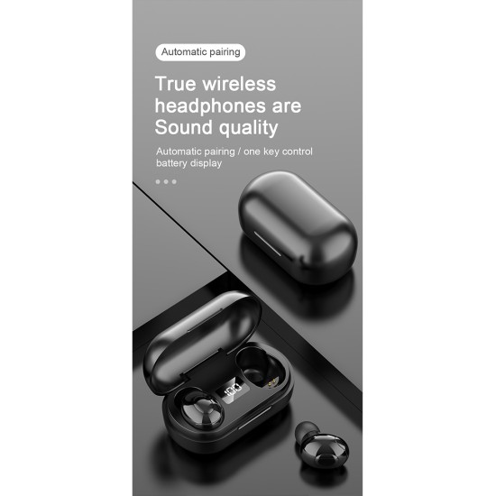 T8 Earphones Wireless  Headphones Wireless Bluetooth-compatible Headset Mini In-ear Led Digital Display Handsfree Headphones White