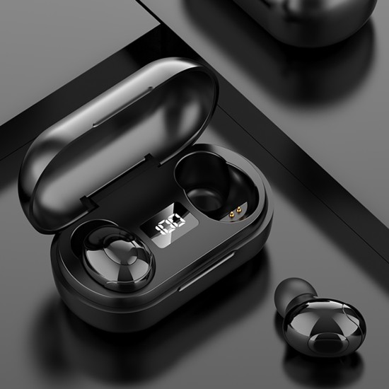 T8 Mini Wireless Headset Stereo Bluetooth 5.0 Tws Sports Earbuds Power Digital Display Earphone Black