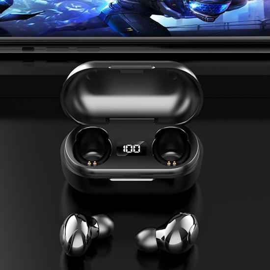 T8 Mini Wireless Headset Stereo Bluetooth 5.0 Tws Sports Earbuds Power Digital Display Earphone Black