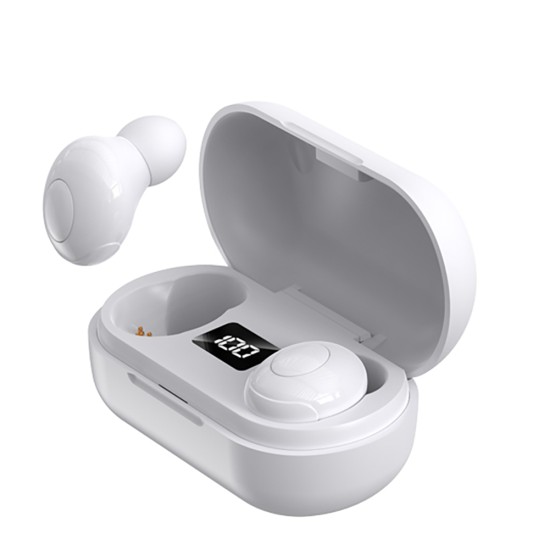 T8 Mini Wireless Headset Stereo Bluetooth 5.1 Tws Sports Earbuds Power Digital Display Earphone White