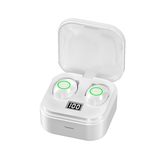 TG01 02 Mini Bluetooth-compatible 5.1 Wireless Headset Digital Display Tws Stereo In-ear Touch-control Earphone TG02mini white