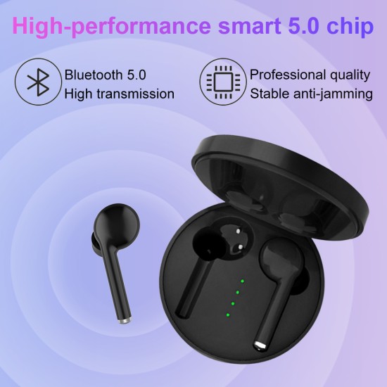 TW40 Wireless Earbuds Bluetooth V5.0 Stereo Earphones Sport Built-in Mic Tws Headsets for IPhone black