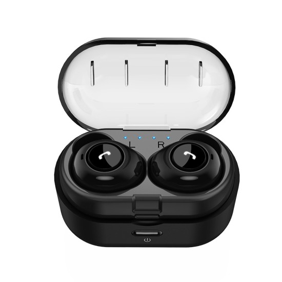 TWS Bluetooth 5.0 Headset Wireless Handsfree Earphones for Sport Driving Stereo Music Mini Earbuds with Charging Box white