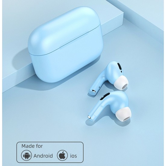 TWS Bluetooth 5.0 Wireless Earphone Macaron Earbuds with Charging Box blue