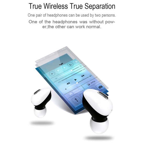 TWS Bluetooth 5.0 Wireless Headset HI-FI Stereo Mini Sports Earphone With Microphone Charging Box white