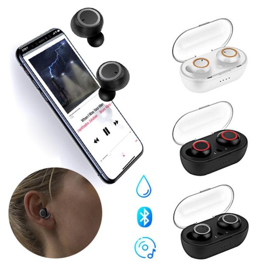 TWS Bluetooth Earphones TWS Stylish Stereo Sound Earset Wireless Twins Earbuds Earphones Bluetooth 5.0 black