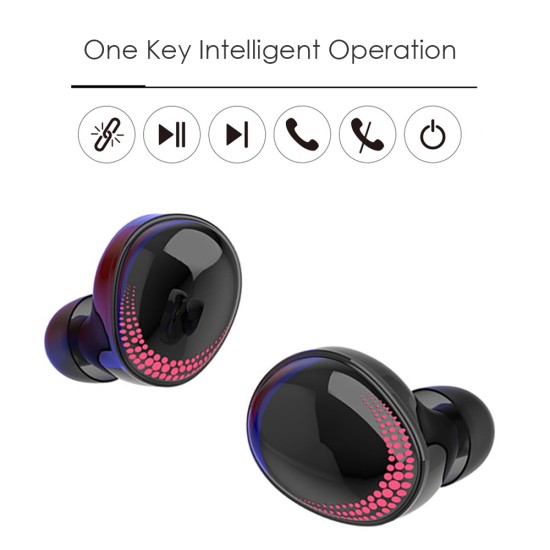 TWS Bluetooth V5.0 HIFI Wireless Earphones Headphone 8D Stereo Sport Earbuds Headset with Charging Box Mic black