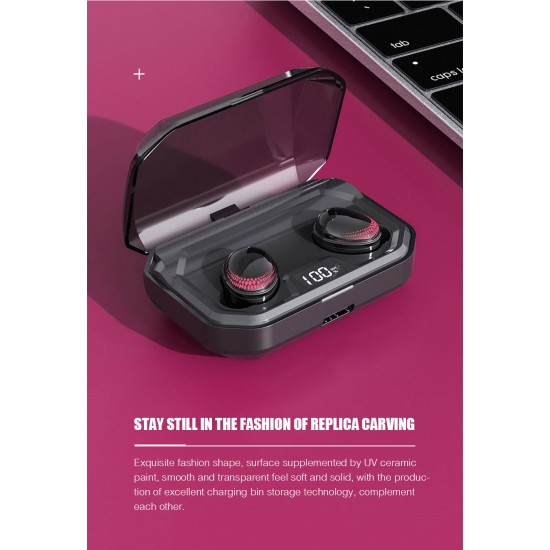 TWS Bluetooth V5.0 HIFI Wireless Earphones Headphone 8D Stereo Sport Earbuds Headset with Charging Box Mic for iPhone Xiaomi black