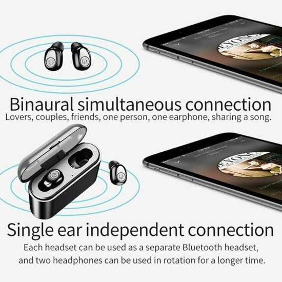 TWS Waterproof Bluetooth 5.0 Earbuds Headphones Wireless Headset Noise Cancelling English Version white