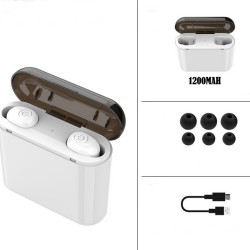 TWS Waterproof Bluetooth 5.0 Earbuds Headphones Wireless Headset Noise Cancelling English Version white