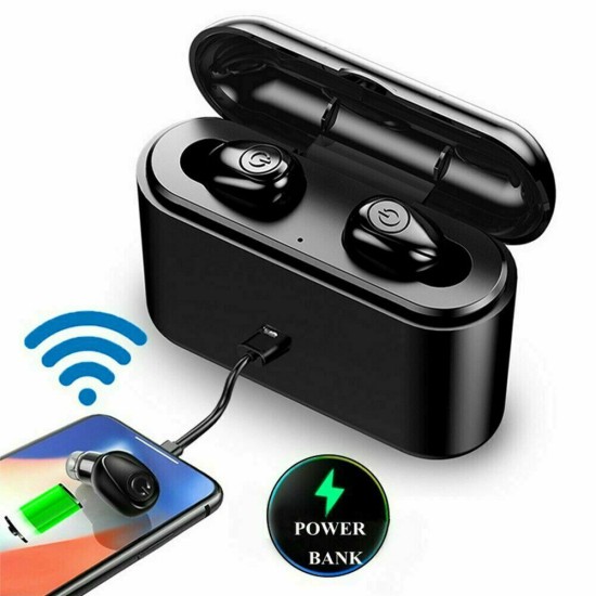 TWS Waterproof Bluetooth 5.0 Earbuds Headphones Wireless Headset Noise Cancelling English Version white