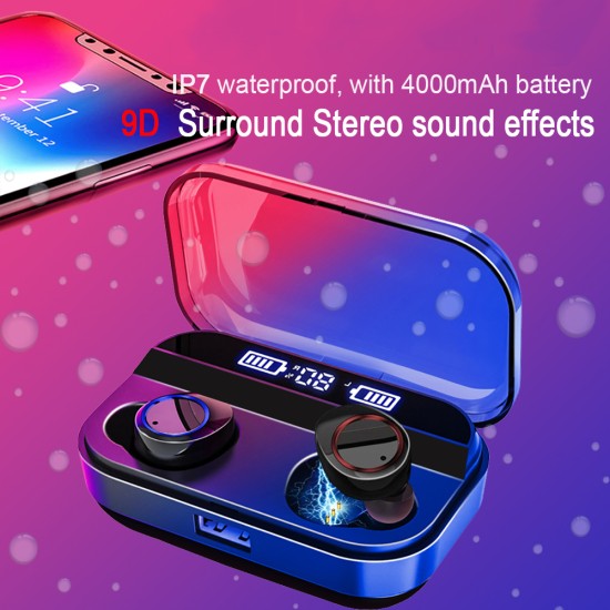 TWS Wireless Earphone Bluetooth 5.0 Earphones Power Display Touch Control Sport Stereo Cordless Earb white