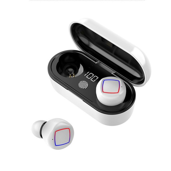 TWS Wireless Earphone In-ear Bluetooth5.0 Headphone with Digital Display LED Light Charging Box black