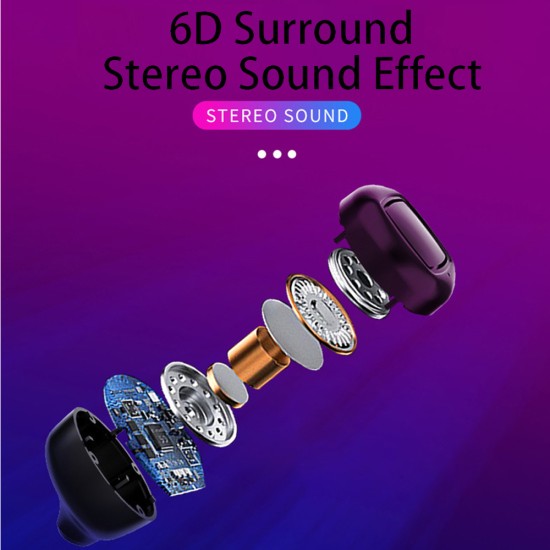 TWS Wireless Earphone In-ear Bluetooth5.0 Headphone with Digital Display LED Light Charging Box black