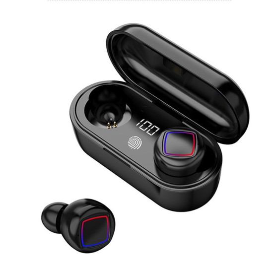 TWS Wireless Earphone In-ear Bluetooth5.0 Headphone with Digital Display LED Light Charging Box white