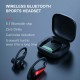 Tws Bluetooth Headphones with Mic Sports Ear Hook Led Display Wireless Hifi Stereo Earbuds Waterproof Black Red