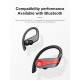 Tws Bluetooth Headphones with Mic Sports Ear Hook Led Display Wireless Hifi Stereo Earbuds Waterproof Black Red