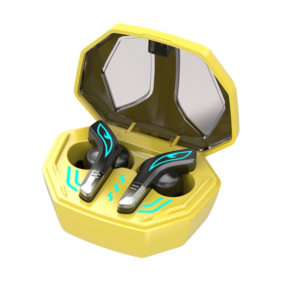 Tws Bluetooth Headset Low Latency Stereo Wireless Gaming Earphone Waterproof Sports Earplugs Yellow