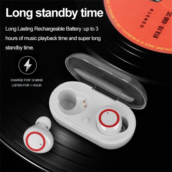 Tws Bluetooth-compatible 5.0 Wireless  Stereo  Earphone In-ear Noise Cancelling Waterproof Headphones Headset With Charging Case black red