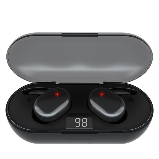 Tws Bluetooth-compatible 5.0 Wireless  Stereo  Earphones Earbuds Digital Display In-ear Noise Reduction Waterproof Headphone With Charging Case black